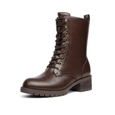 Botas de combate de mujer hasta la pantorrilla con cordones – Marrones Talla 38