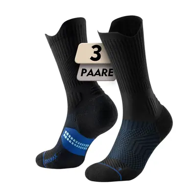 Calcetines de compresión viscosa de bambú absorbe humedad anti-ampollas – Negro/Azul EU 35-38