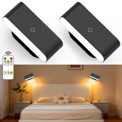 Luz de pared LED interior 2 unidades recargable mando táctil 3 colores regulable 360° rotativa lámpara nocturna – Blanco cálido