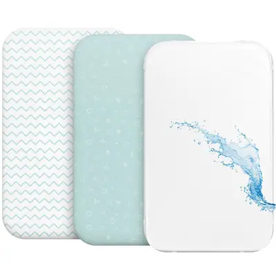 Sábanas ajustables 3 en 1 para cuna set de 2 + protector de colchón impermeable 50x83cm – azul