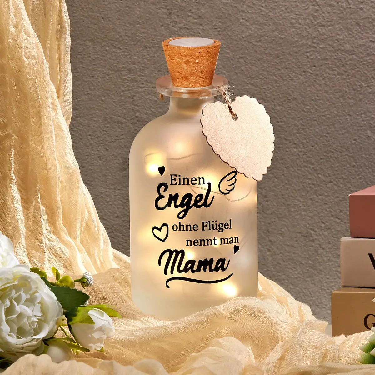 Luz botella de vidrio LED con mensaje de amor tarro regalo luces de cuerda significativo Día de la Madre – Blanco cálido – foto 3