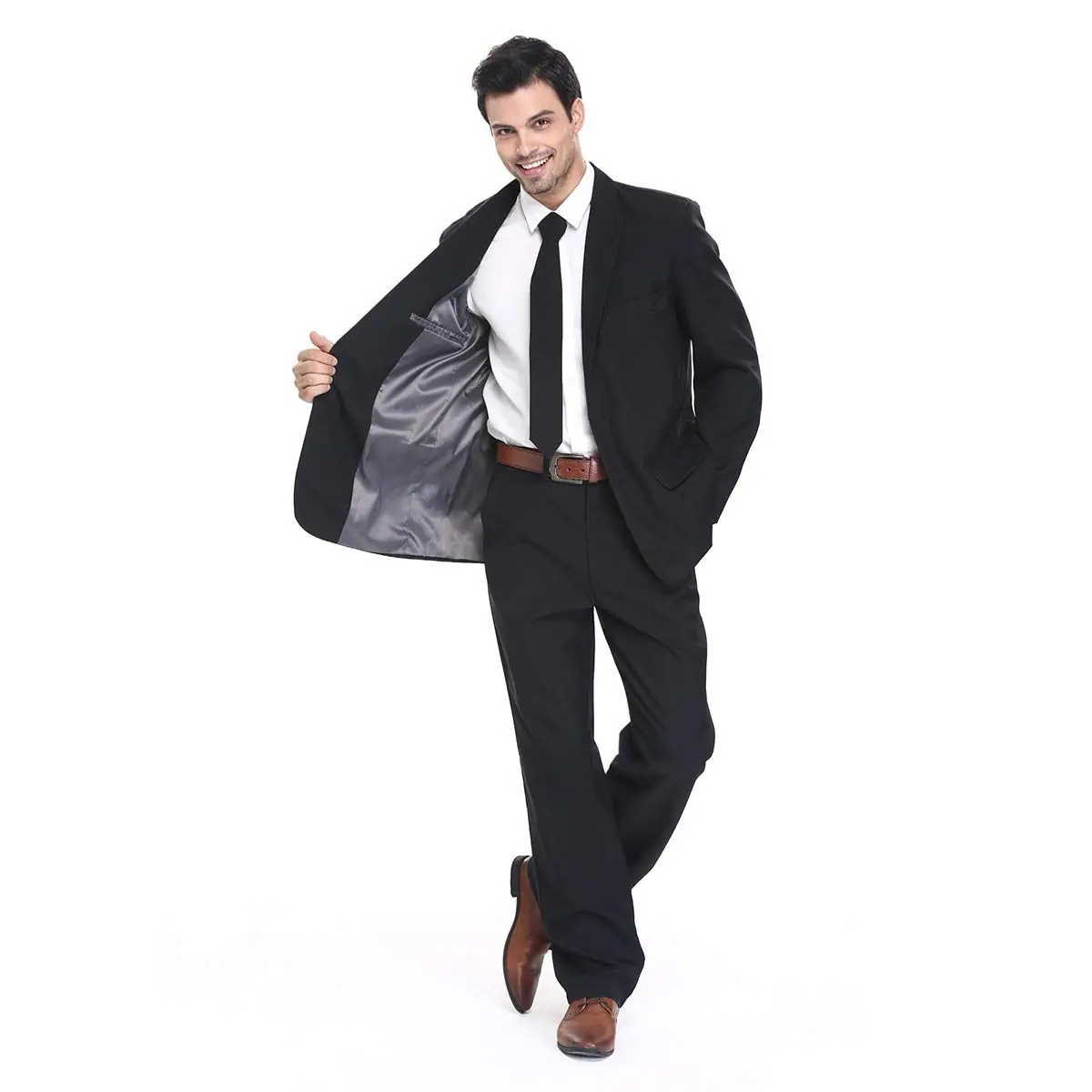 Men's Regular Fit Party Suit Solid Blazer & Trousers Festive Occasion – Size Varied – foto 3