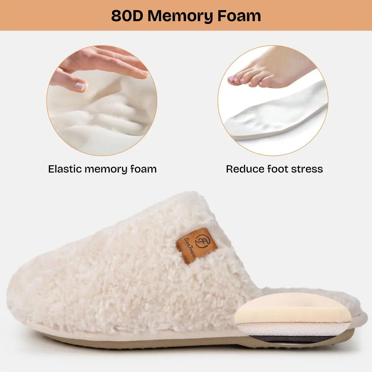 Zapatillas mullidas mujer espuma viscoelástica antideslizantes ligeras – crema blanco EU 40-41 – foto 3